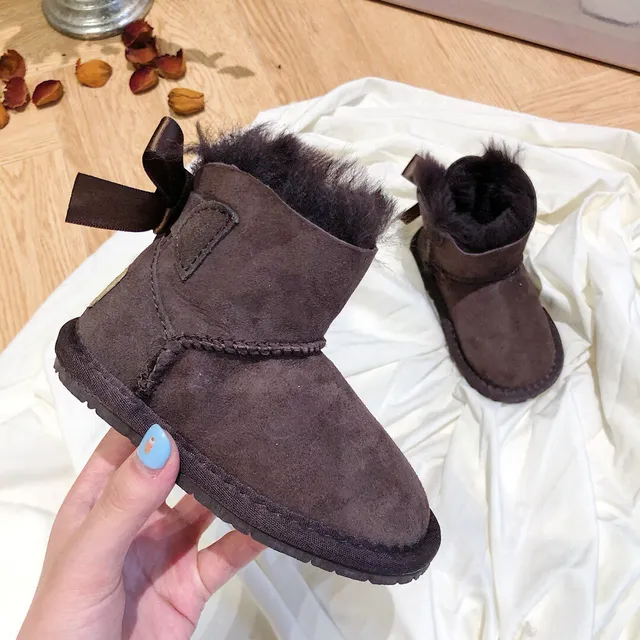 UGG Classic Mini Bow Charcoal Gray Shearling-Lined Snow Boots 3