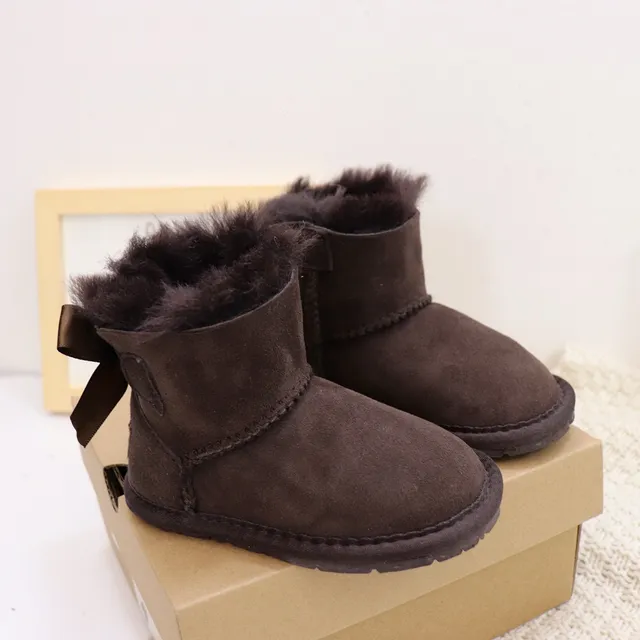 UGG Classic Mini Bow Charcoal Gray Shearling-Lined Snow Boots 15
