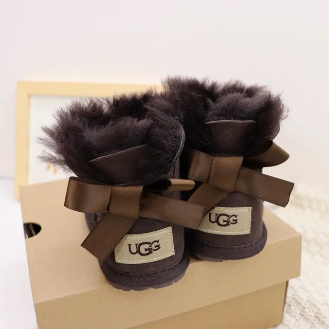 UGG Classic Mini Bow Charcoal Gray Shearling-Lined Snow Boots 16