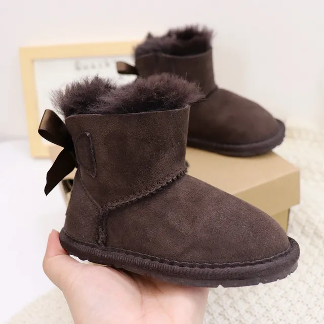 UGG Classic Mini Bow Charcoal Gray Shearling-Lined Snow Boots 18