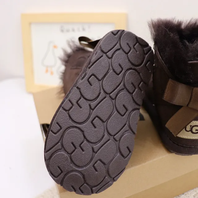UGG Classic Mini Bow Charcoal Gray Shearling-Lined Snow Boots 19