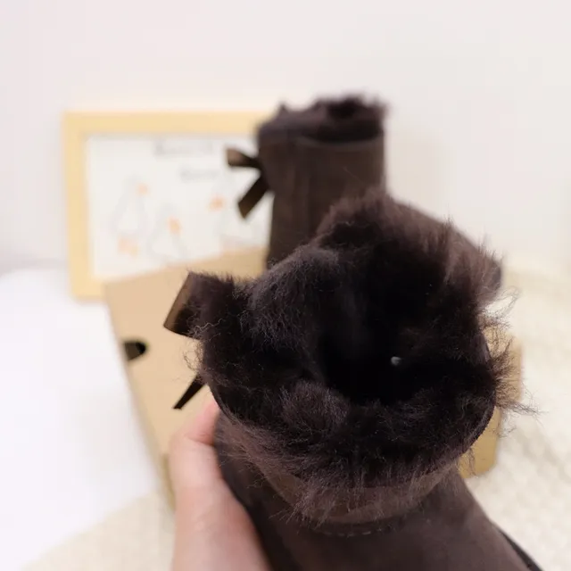 UGG Classic Mini Bow Charcoal Gray Shearling-Lined Snow Boots 21