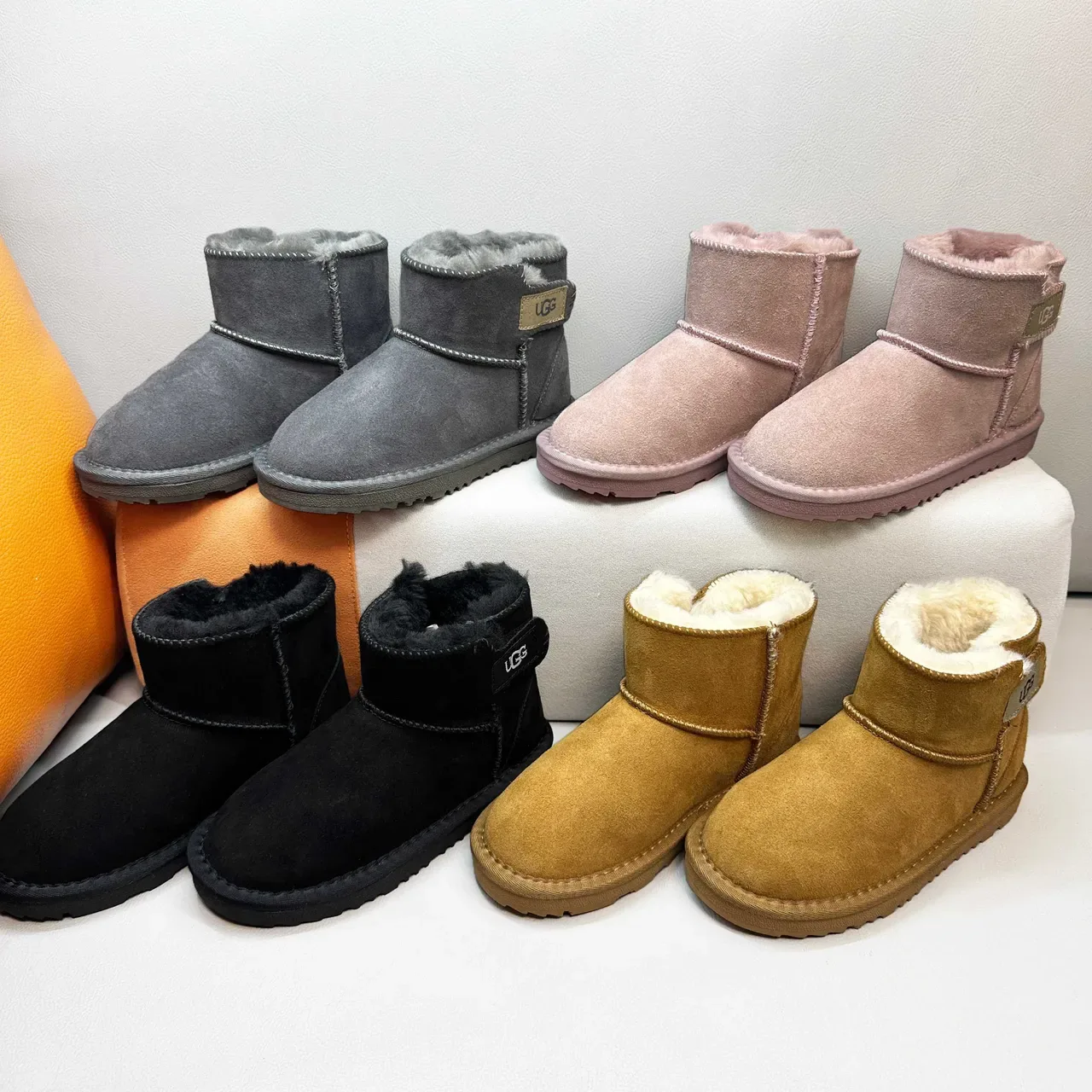 UGG Classic Mini Chestnut Suede Shearling-Lined Snow Boots 4