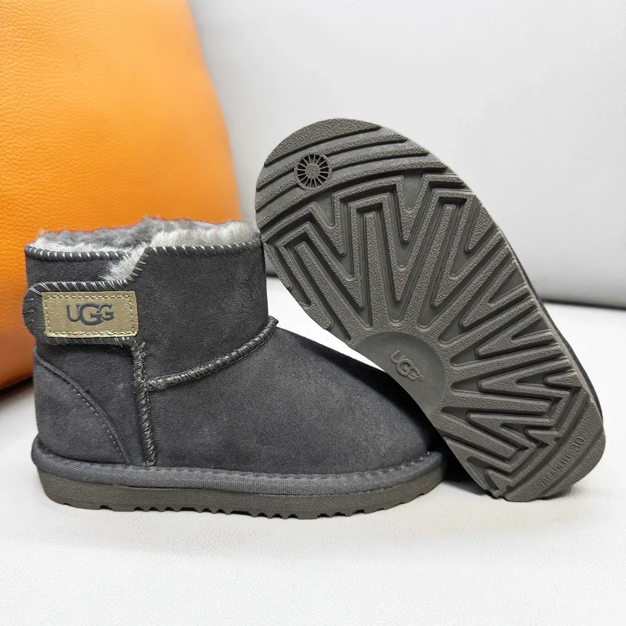 UGG Classic Mini Chestnut Suede Shearling-Lined Snow Boots 12
