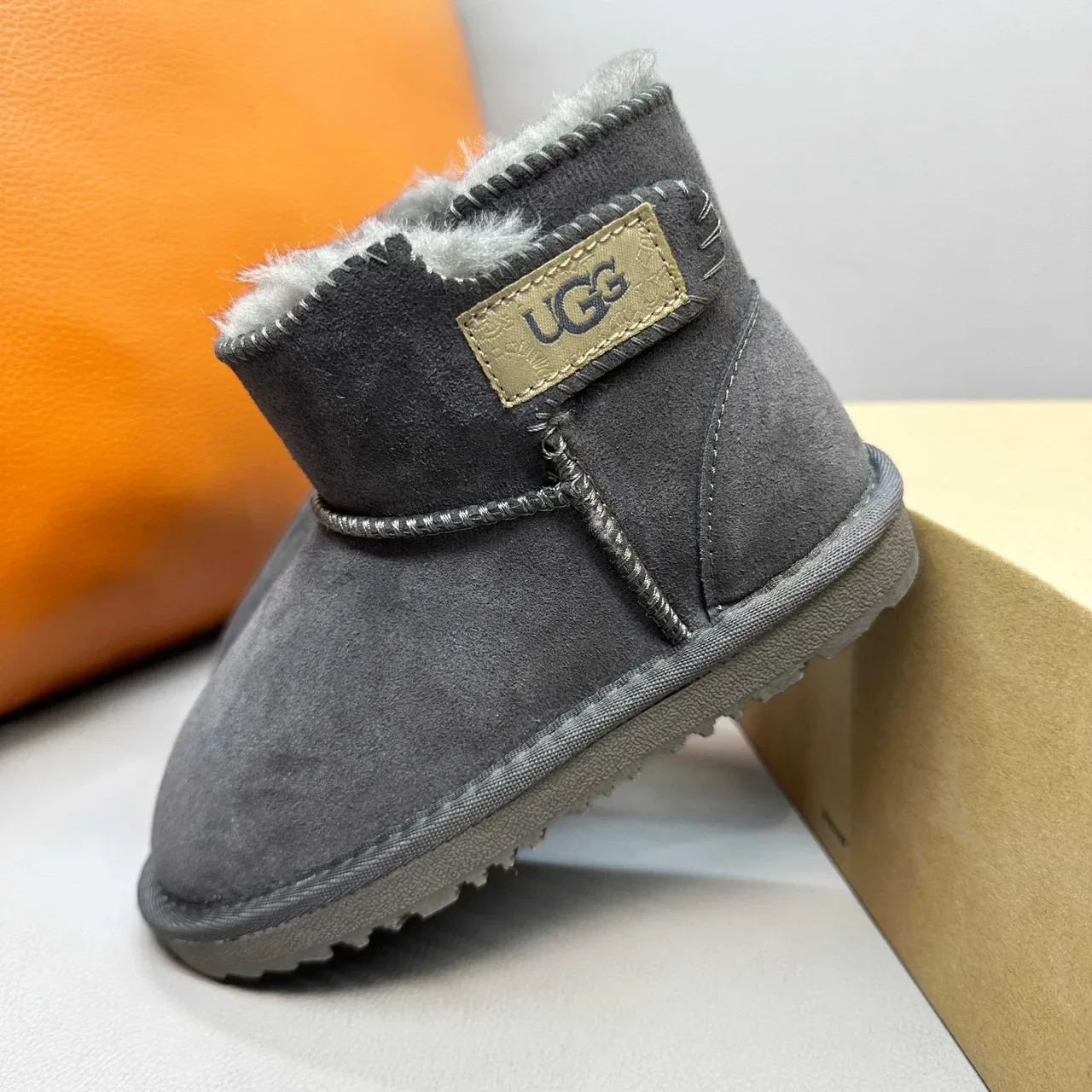 UGG Classic Mini Chestnut Suede Shearling-Lined Snow Boots 13