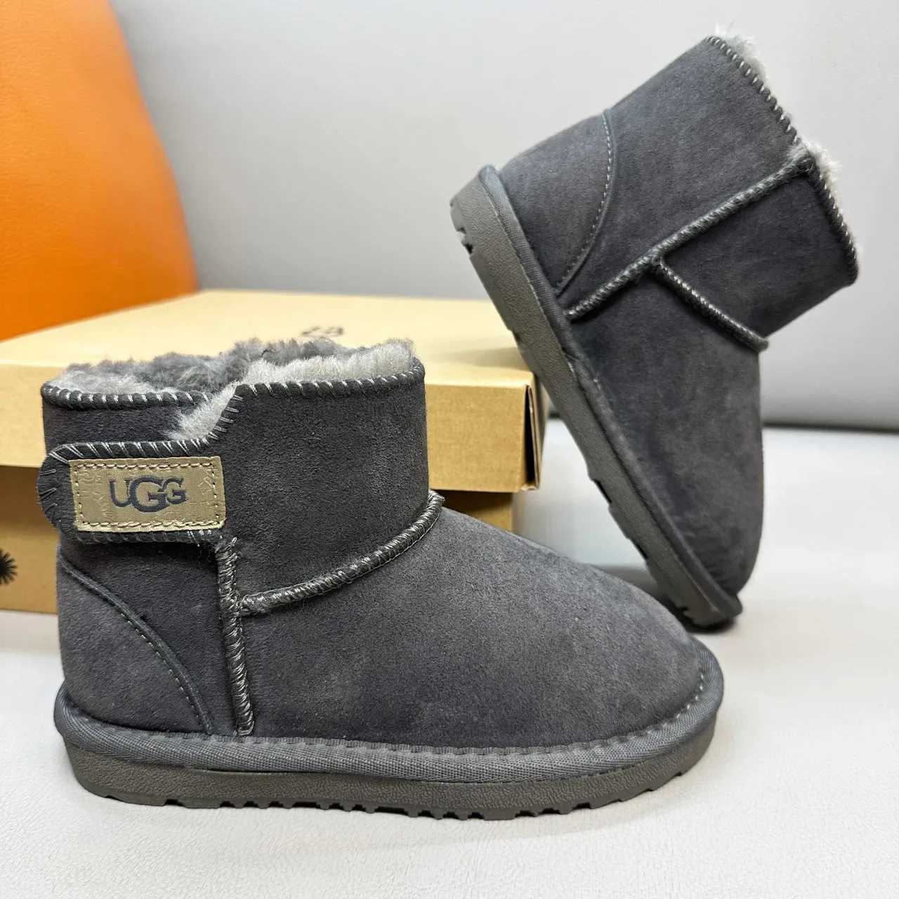 UGG Classic Mini Chestnut Suede Shearling-Lined Snow Boots 14