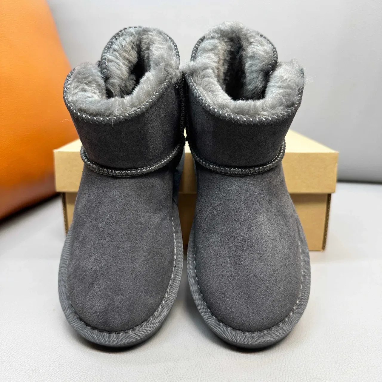 UGG Classic Mini Chestnut Suede Shearling-Lined Snow Boots 15