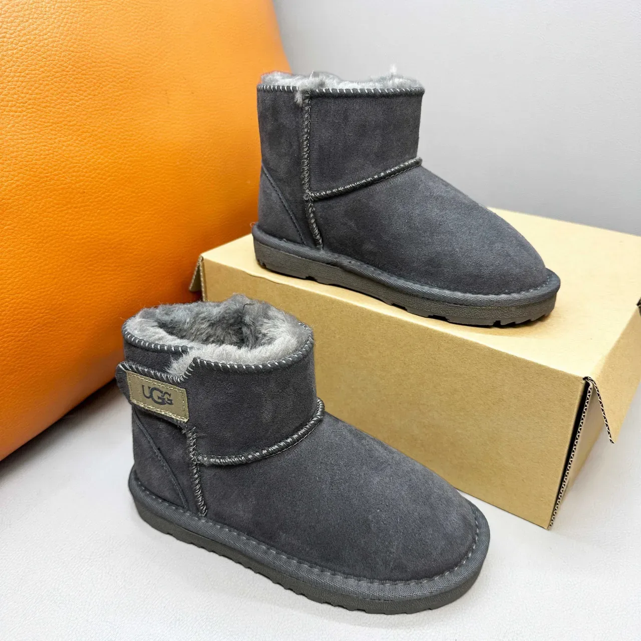 UGG Classic Mini Chestnut Suede Shearling-Lined Snow Boots 16