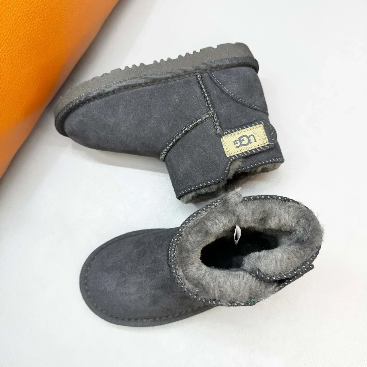 UGG Classic Mini Chestnut Suede Shearling-Lined Snow Boots 17