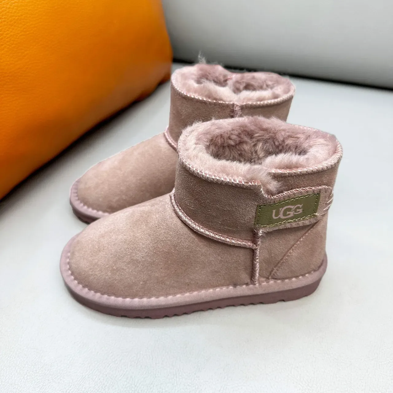 UGG Classic Mini Chestnut Suede Shearling-Lined Snow Boots 18