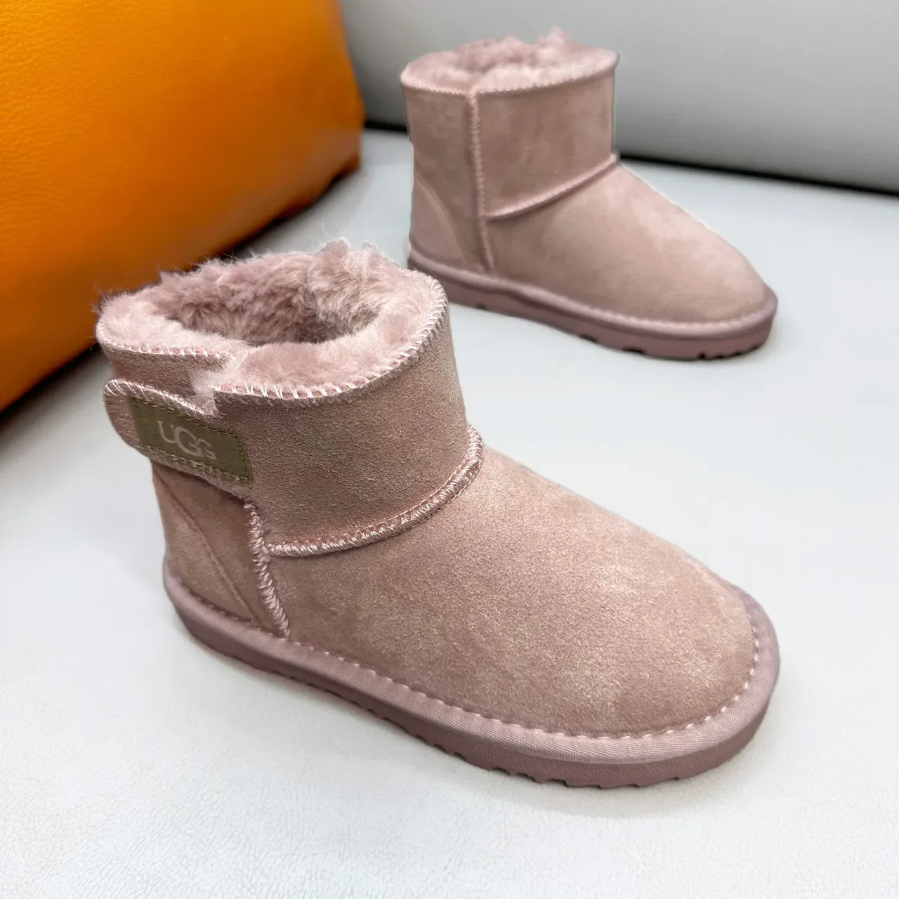 UGG Classic Mini Chestnut Suede Shearling-Lined Snow Boots 19
