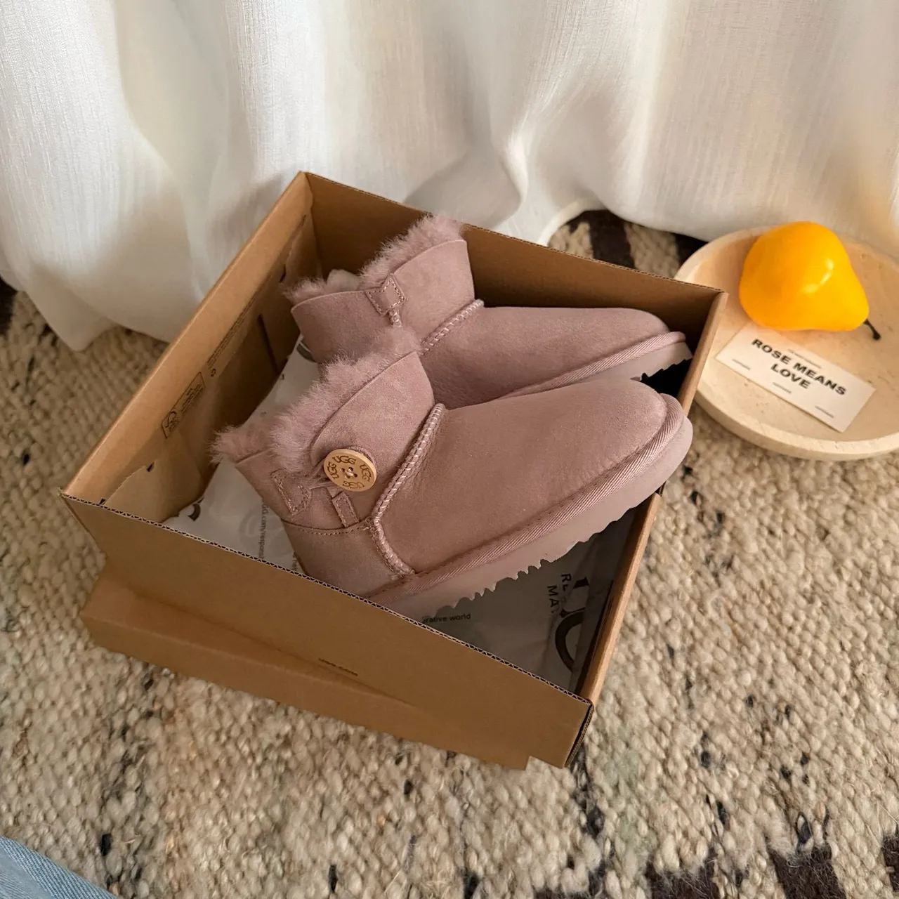 UGG Classic Mini Dusty Pink Shearling-Lined Snow Boots 6