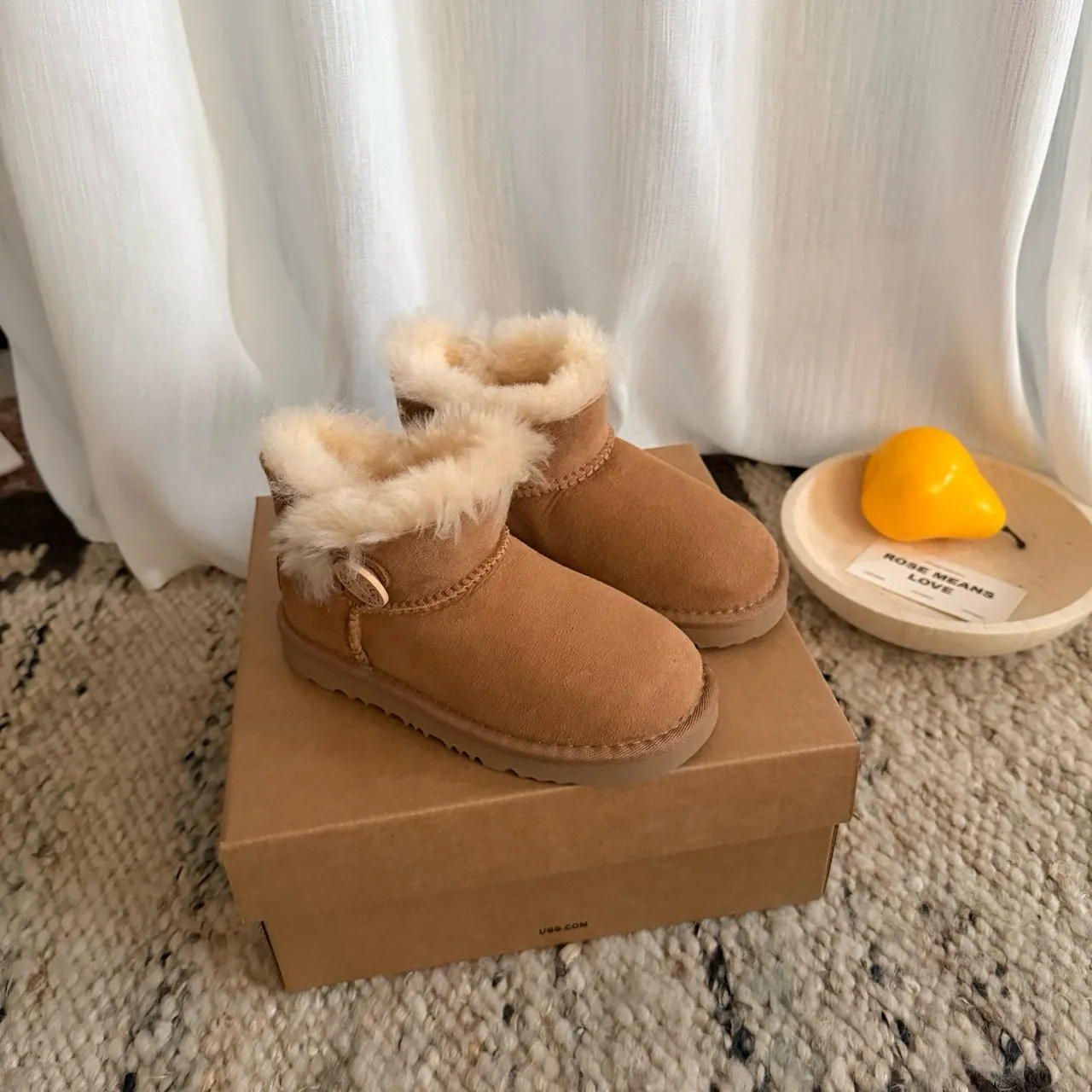 UGG Classic Mini Dusty Pink Shearling-Lined Snow Boots 9