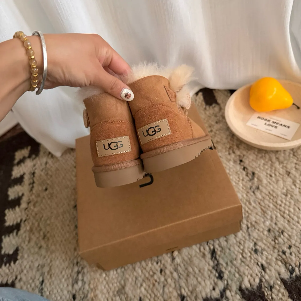 UGG Classic Mini Dusty Pink Shearling-Lined Snow Boots 11