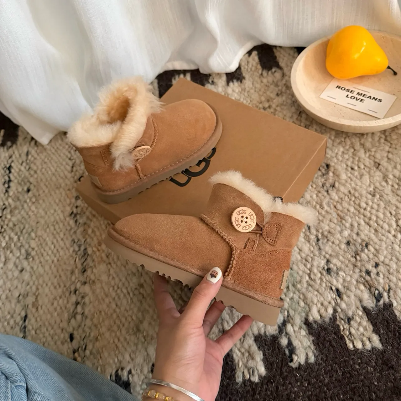 UGG Classic Mini Dusty Pink Shearling-Lined Snow Boots 12
