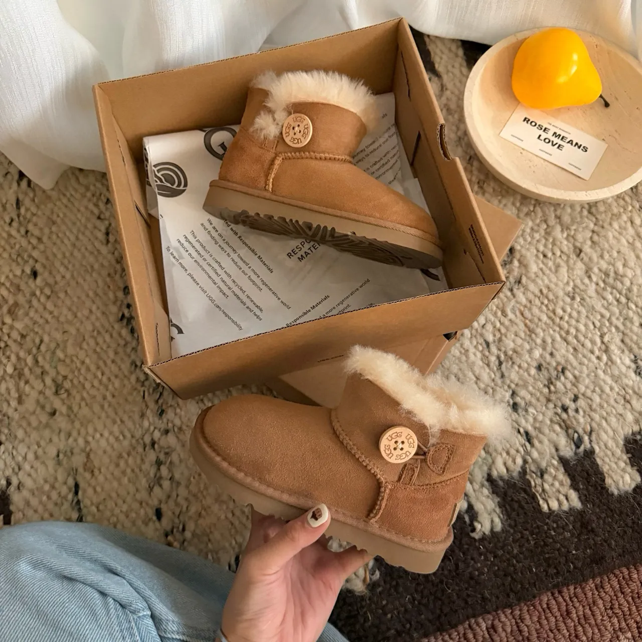 UGG Classic Mini Dusty Pink Shearling-Lined Snow Boots 14