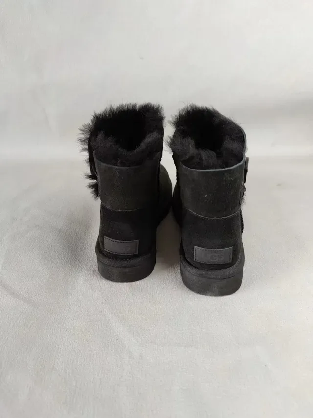 UGG Classic Mini Toggle Black Suede Snow Boots 2