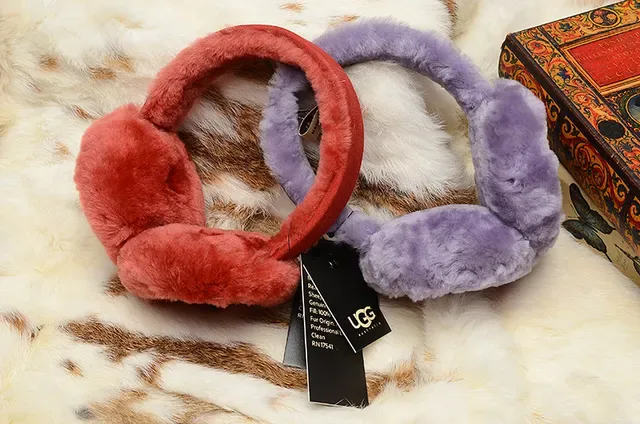 UGG Classic Red Purple Plush Shearling-Lined Rounded Ear Cups Beanie 2