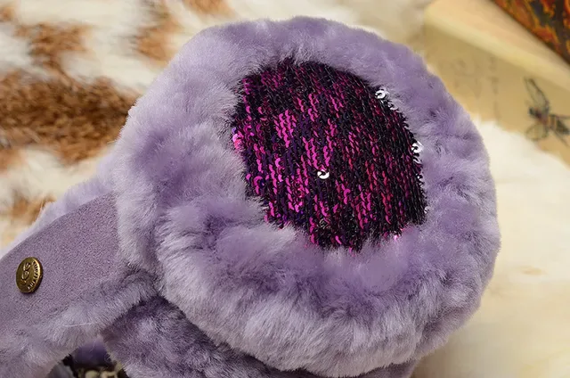 UGG Classic Red Purple Plush Shearling-Lined Rounded Ear Cups Beanie 5