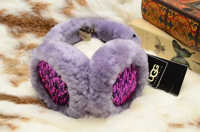 UGG Classic Red Purple Plush Shearling-Lined Rounded Ear Cups Beanie 6