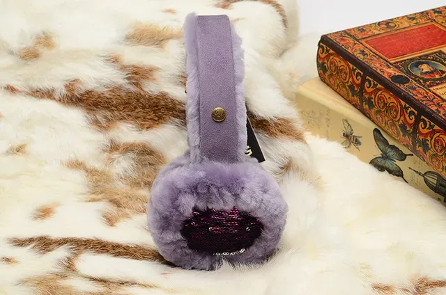 UGG Classic Red Purple Plush Shearling-Lined Rounded Ear Cups Beanie 7