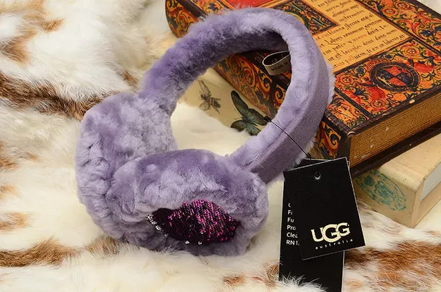 UGG Classic Red Purple Plush Shearling-Lined Rounded Ear Cups Beanie 8