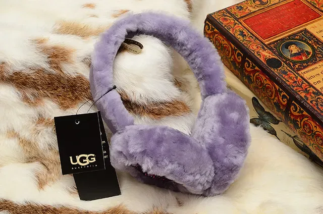 UGG Classic Red Purple Plush Shearling-Lined Rounded Ear Cups Beanie 9