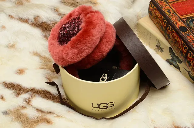 UGG Classic Red Purple Plush Shearling-Lined Rounded Ear Cups Beanie 10