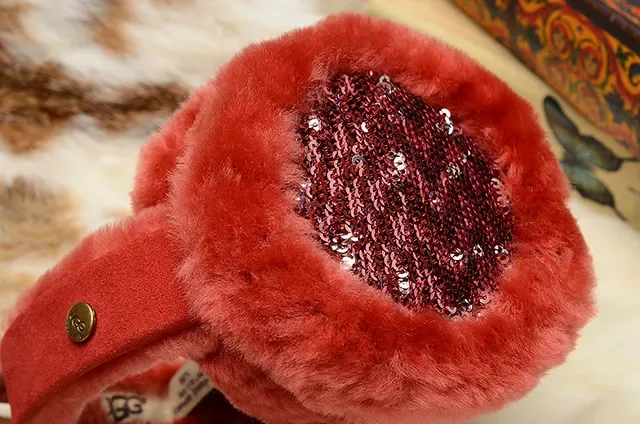 UGG Classic Red Purple Plush Shearling-Lined Rounded Ear Cups Beanie 11