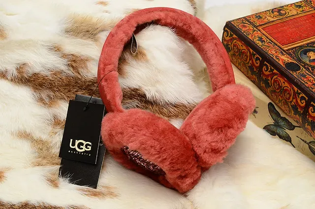 UGG Classic Red Purple Plush Shearling-Lined Rounded Ear Cups Beanie 15