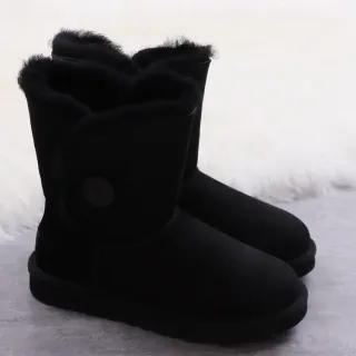 UGG Classic Short কালো সুয়েড শিয়ারলিং লাইন্ড স্নো বুট