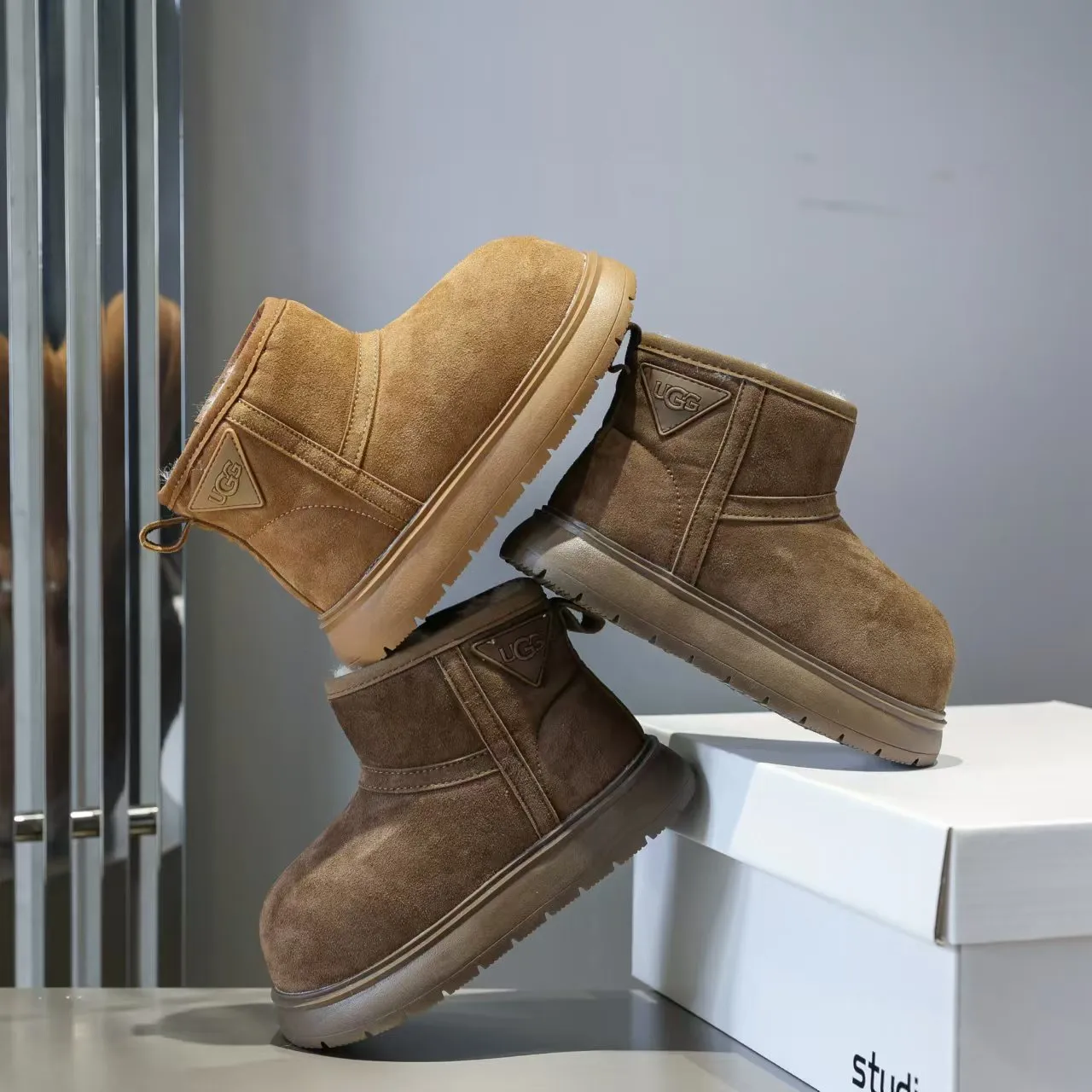 UGG Classic Short Tan Suede Shearling-Lined Snow Boots 3