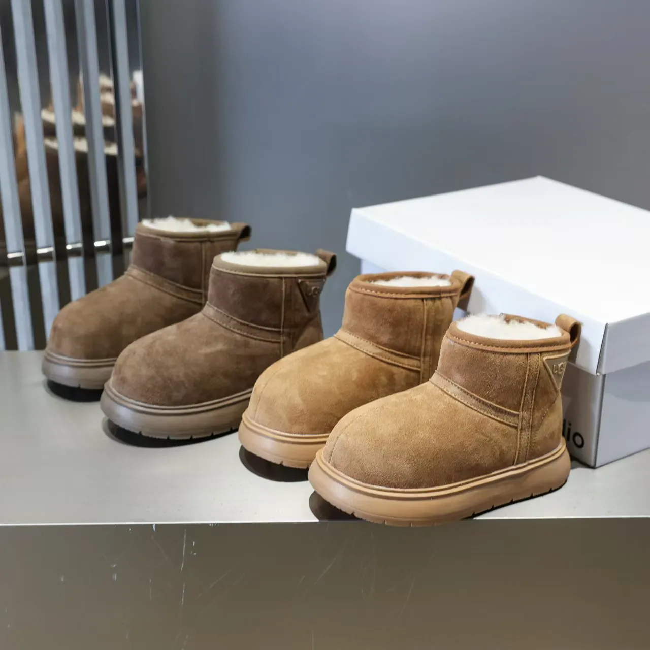UGG Classic Short Tan Suede Shearling-Lined Snow Boots 5