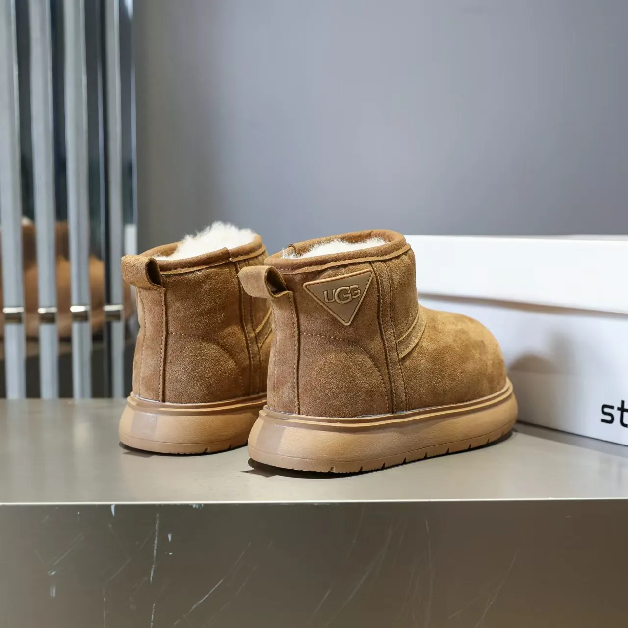 UGG Classic Short Tan Suede Shearling-Lined Snow Boots 6