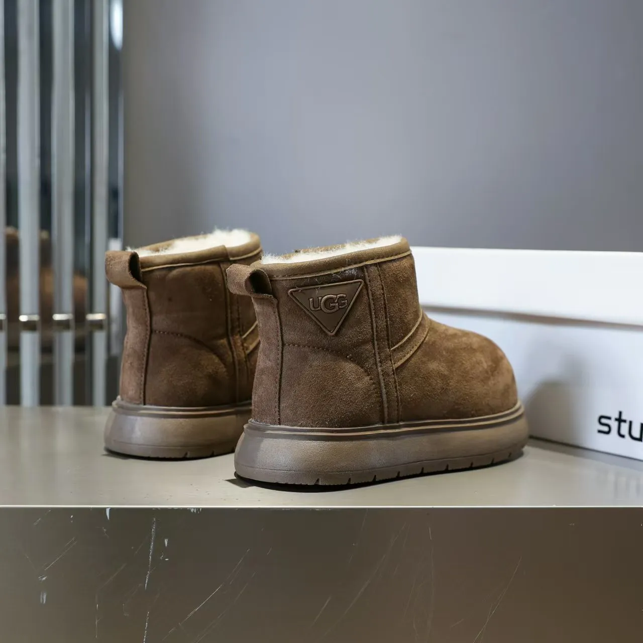 UGG Classic Short Tan Suede Shearling-Lined Snow Boots 12