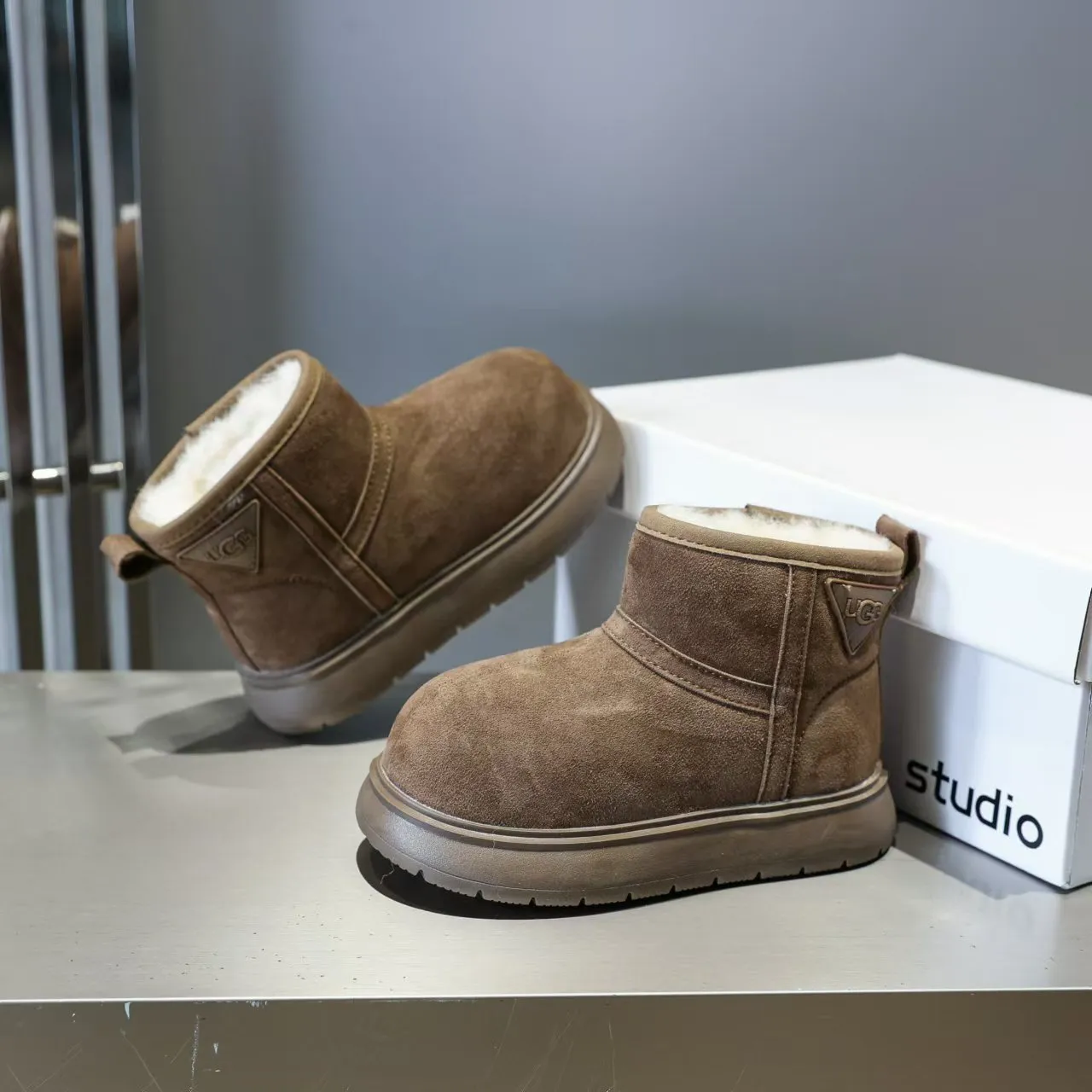 UGG Classic Short Tan Suede Shearling-Lined Snow Boots 13