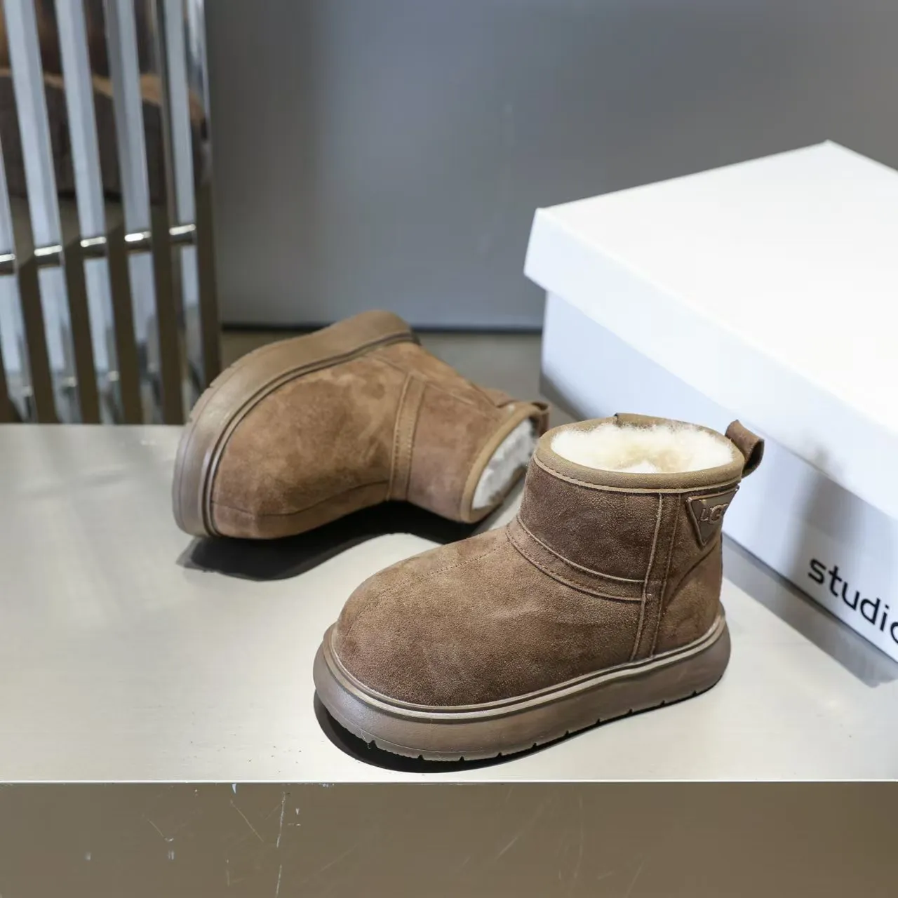 UGG Classic Short Tan Suede Shearling-Lined Snow Boots 14
