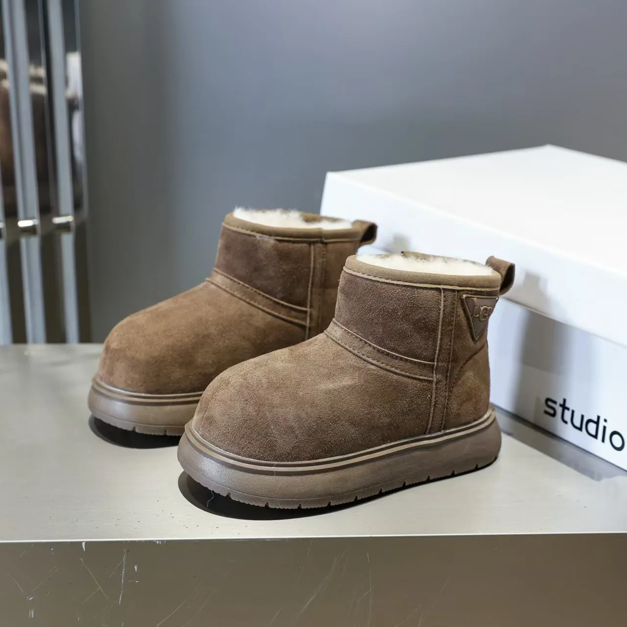 UGG Classic Short Tan Suede Shearling-Lined Snow Boots 15