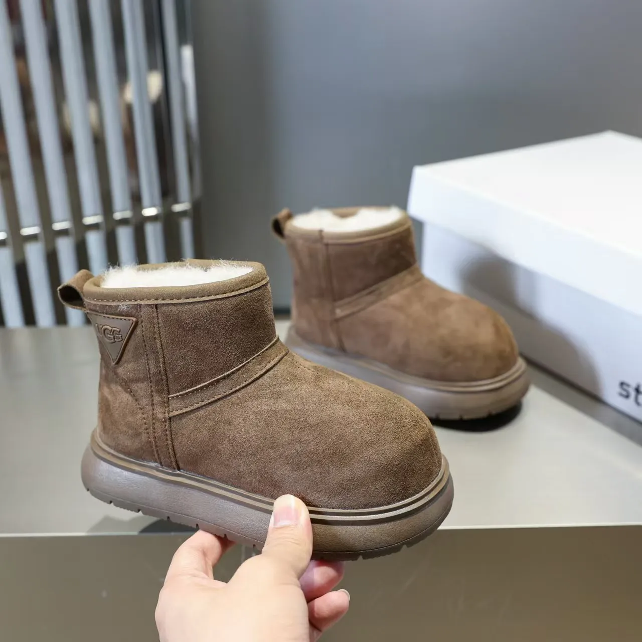 UGG Classic Short Tan Suede Shearling-Lined Snow Boots 16