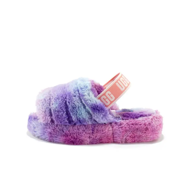 UGG Multicolor Rose Chaussons en Fausse Fourrure Fluffy Gradiente Colorway 1