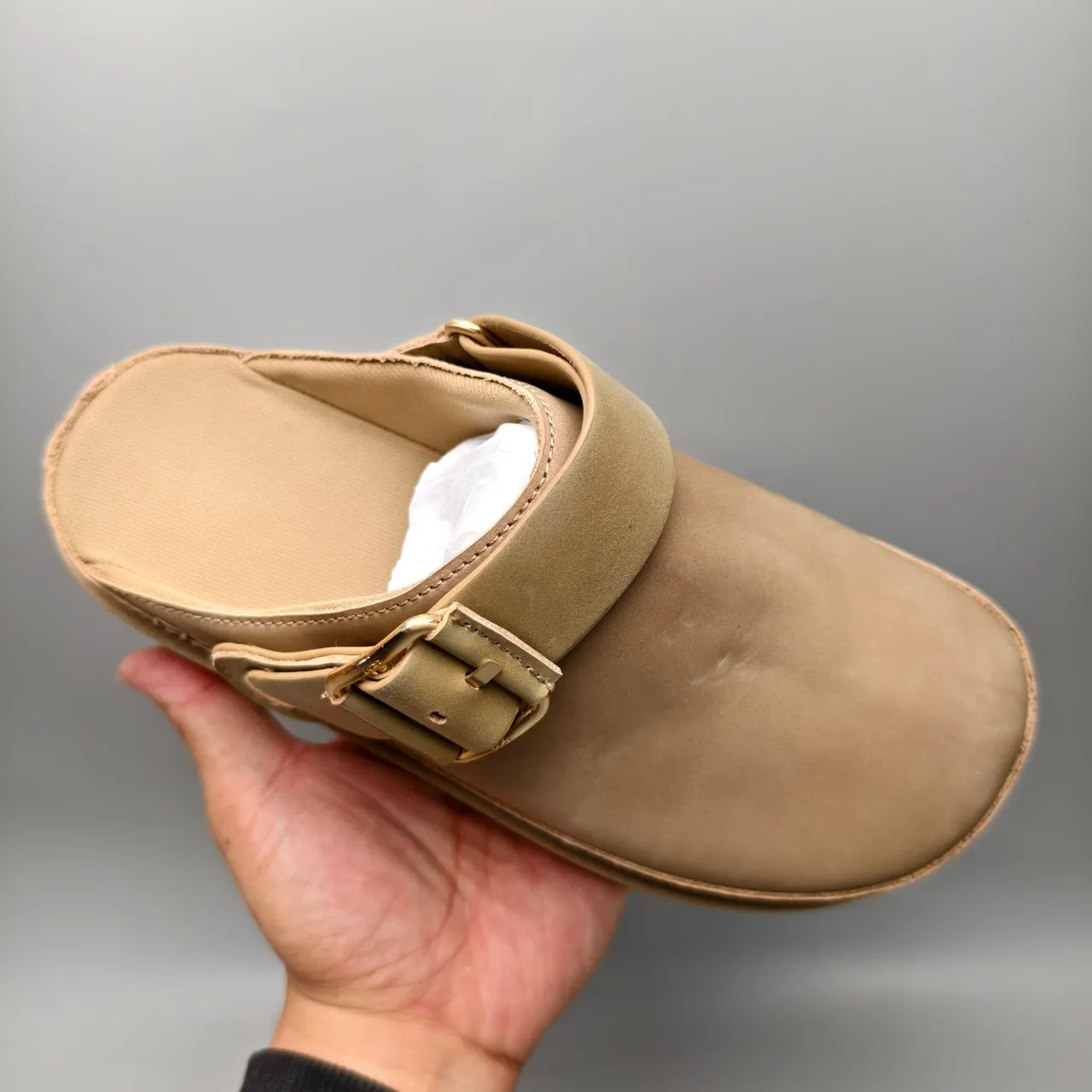 UGG Tasman Beige Buckle Strap Platform Slipper 3