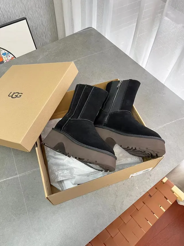 UGG Tasman Black Suede Platform Ankle Boots 2