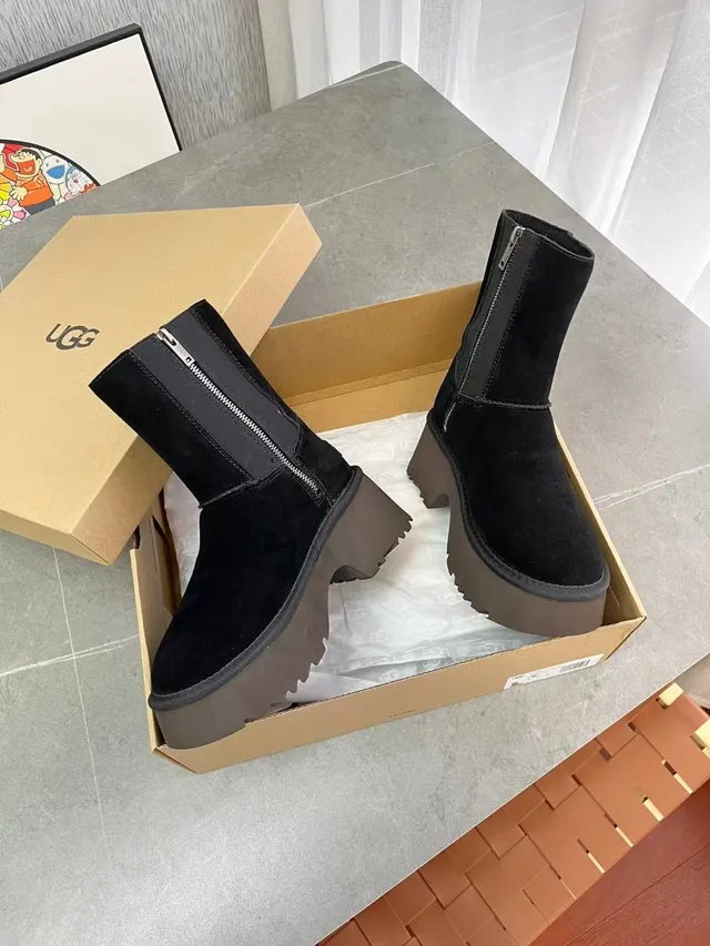 UGG Tasman Black Suede Platform Ankle Boots 3