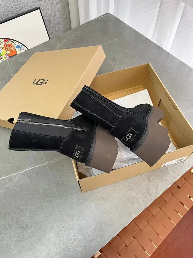 UGG Tasman Black Suede Platform Ankle Boots 4