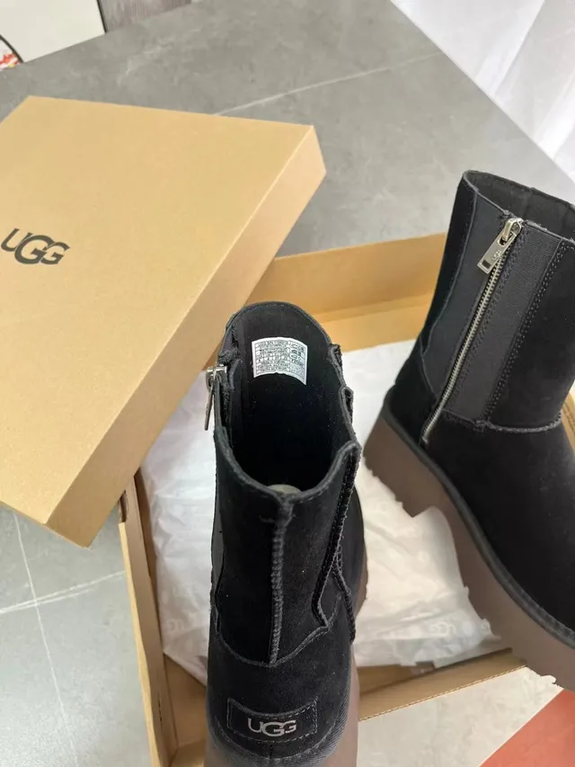 UGG Tasman Black Suede Platform Ankle Boots 6