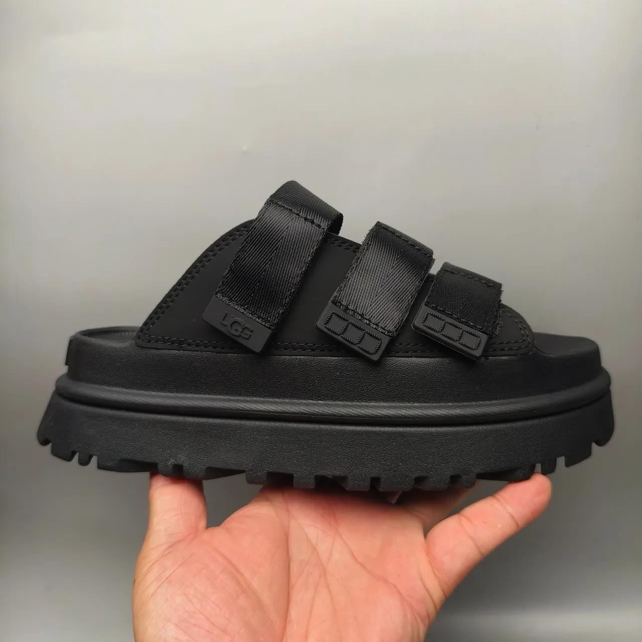 UGG Tasman Black Triple-Strap Platform Slipper 2