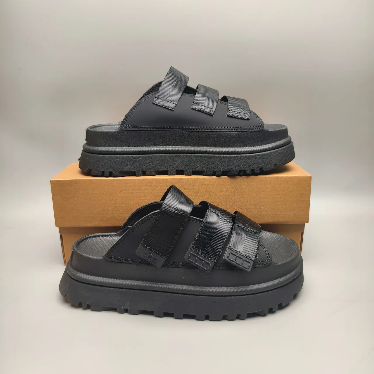 UGG Tasman Black Triple-Strap Platform Slipper 5