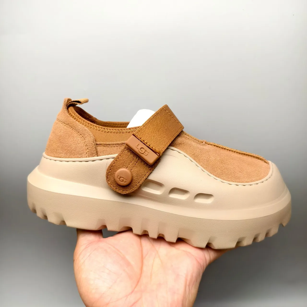 UGG Tasman Brown Beige Suede Upper Adjustable Strap Closure Casual Shoes 2