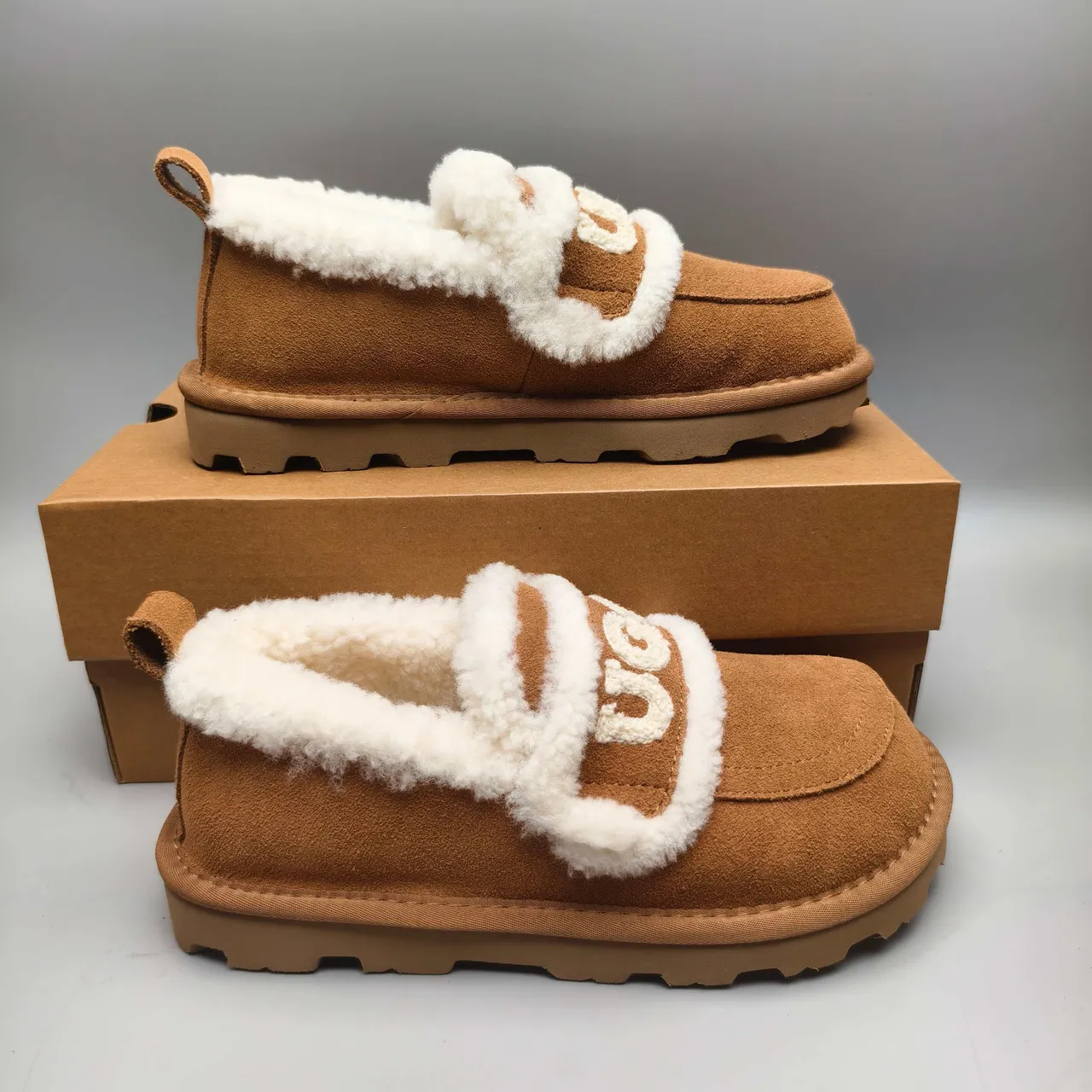 UGG Tasman Brown Beige Suede Upper Shearling-Lined Casual Shoes 5