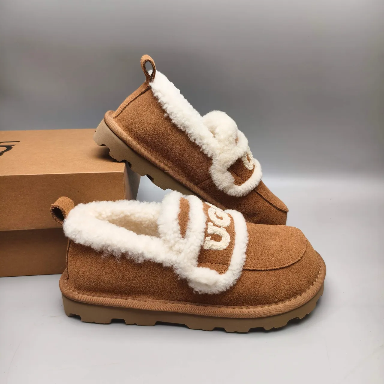 UGG Tasman Brown Beige Suede Upper Shearling-Lined Casual Shoes 6